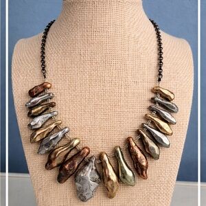 Lia Sophia | Mixed Metal Organic Drop Statement Necklace